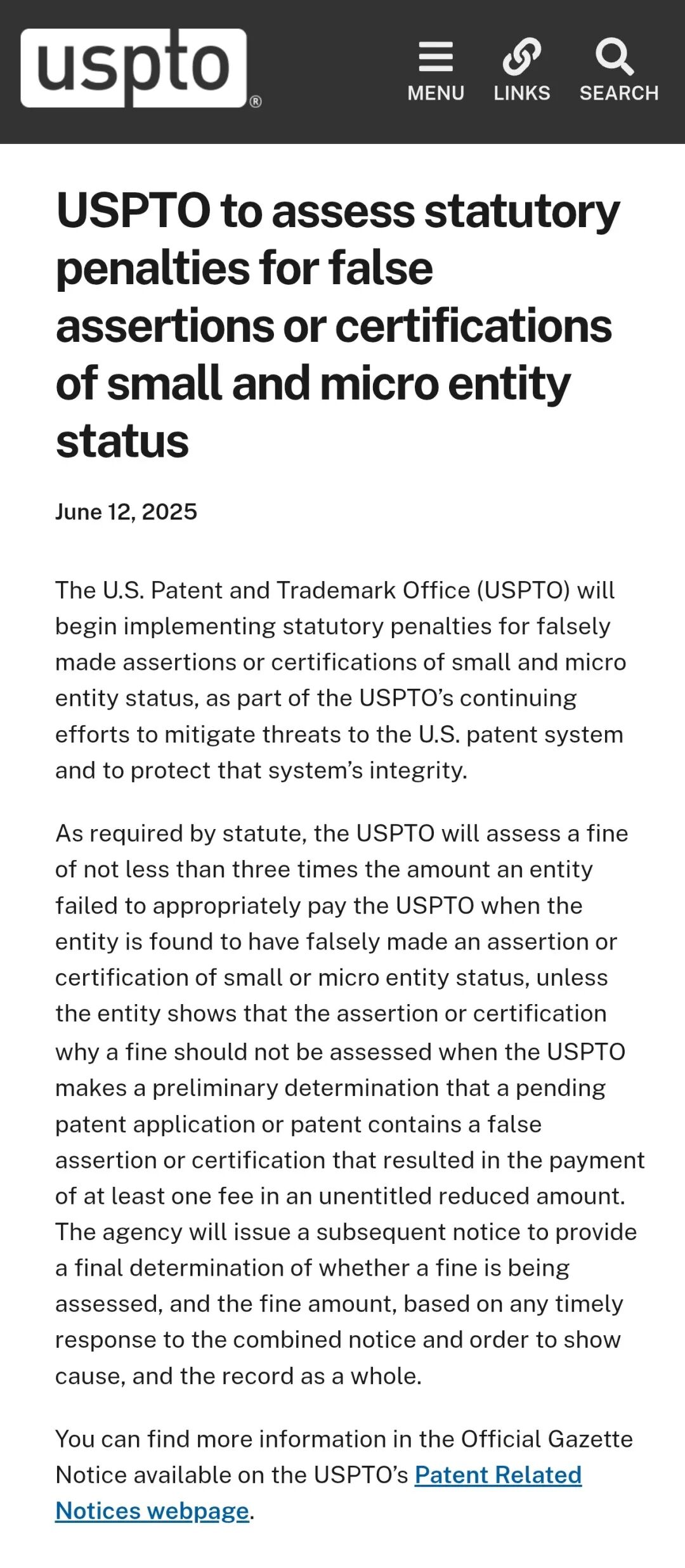 ACIP原创| 美国专利商标局严惩小微实体虚假声明，将处以三倍以上罚款！ - 华进联合专利商标代理有限公司门户网站